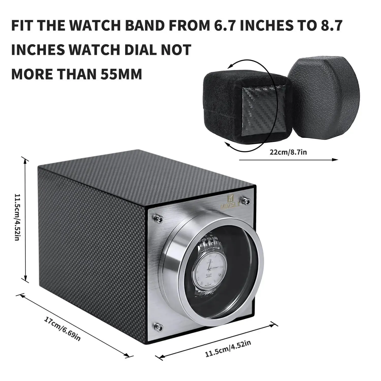 MOZSLY® Single Watch Winder - Carbon Fiber Paint