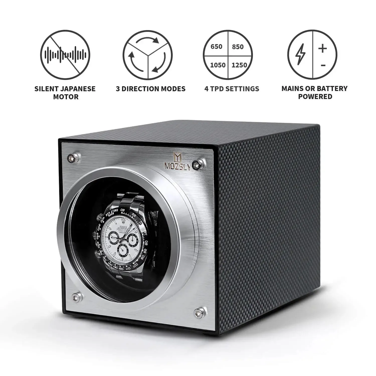 MOZSLY® Single Watch Winder - Carbon Fiber Paint