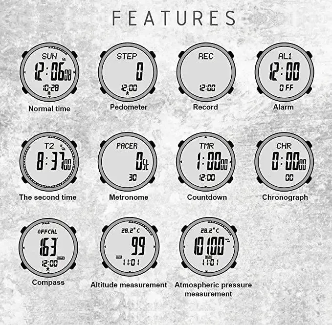 MWC Digital Military Watch with Digital Barometer, Altimeter, Dual Time Zones, Compass and Step Counter