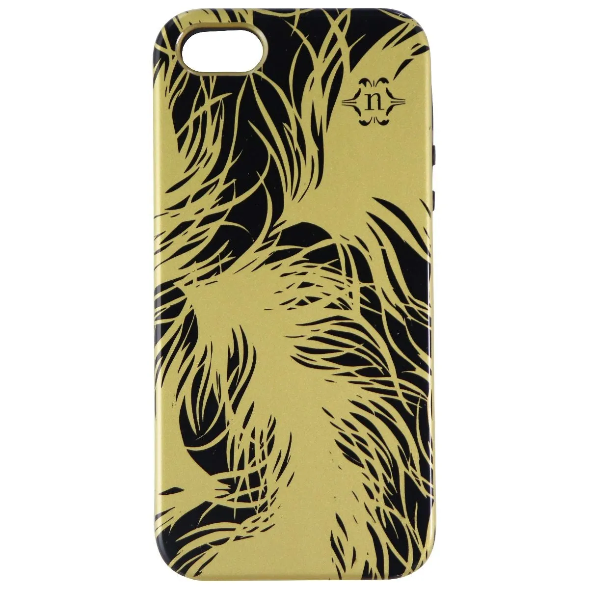 Nanette Lepore Dual Layer Case for iPhone 5/5S/SE - Black and Gold - Feathers