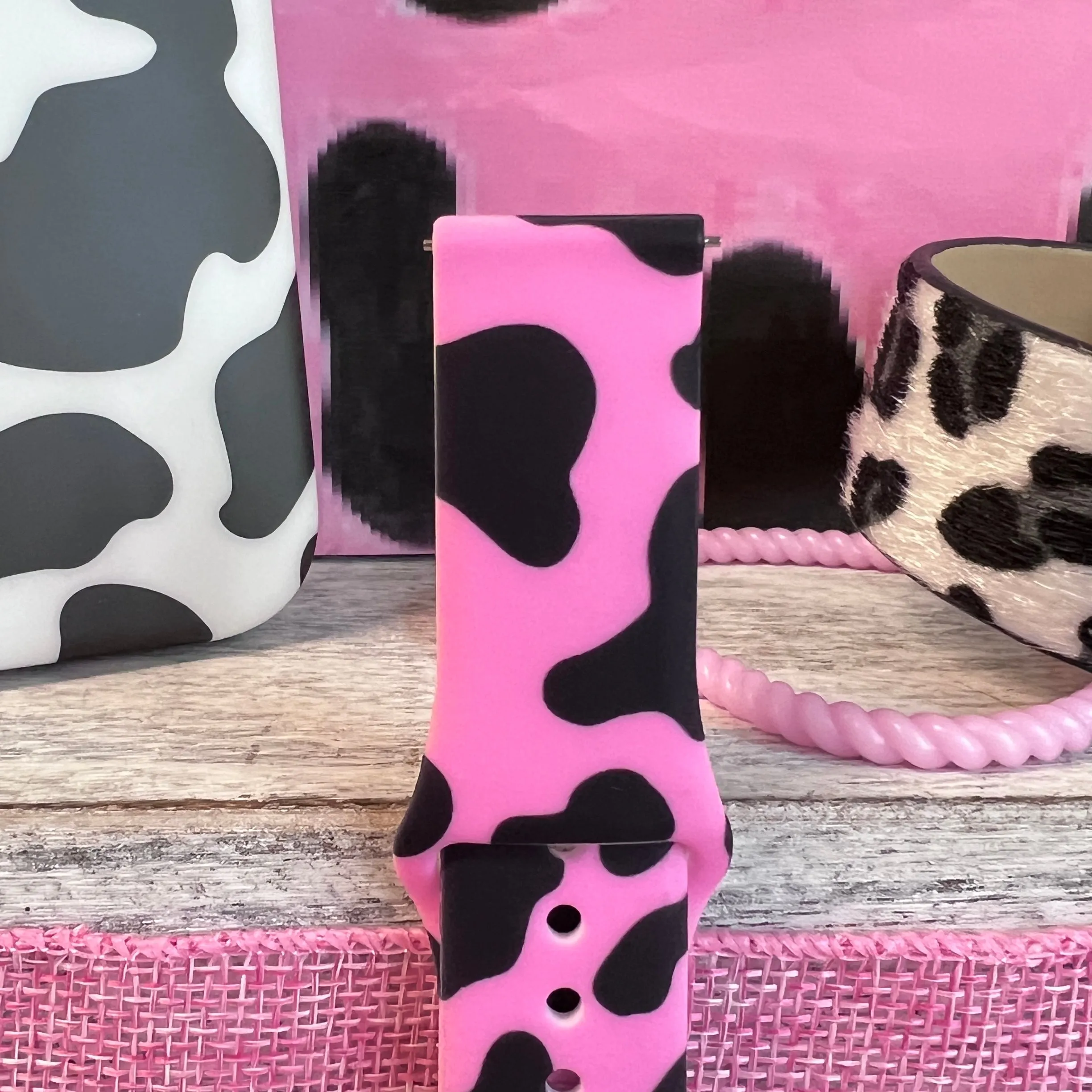 Nashville Cow Pink Print Silicone Band For Samsung Watch