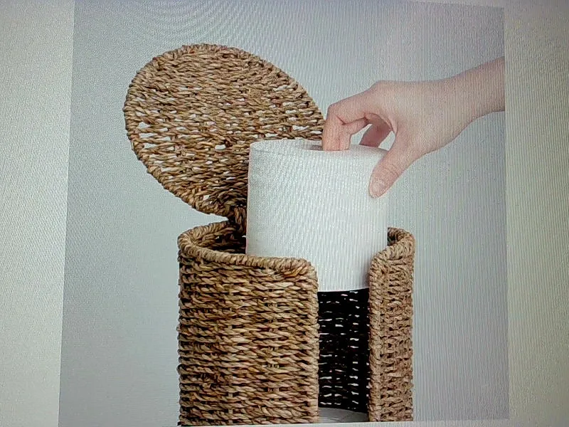 Natural Seagrass Toilet Paper Holder Fits 3 Rolls