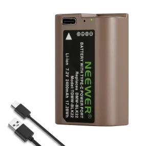 NEEWER 2400mAh DMW-BLK22 Replacement Battery For Lumix Cameras