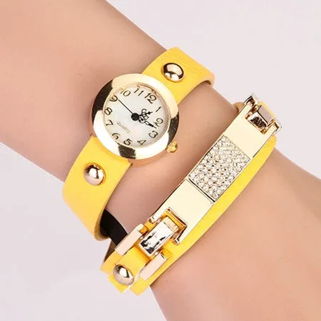 New Arrival Women Vintage Self-Wind Watches Bracelet Women Dress Watch Wristwatches Luxury Fashion Rhinestone Leather