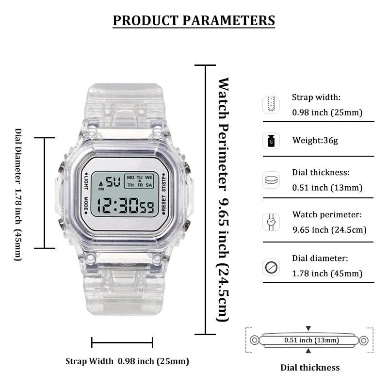 New Fashion Transparent Digital Watch Square Women Watches Sports Electronic Wrist Watch Reloj Mujer Clock Dropshipping