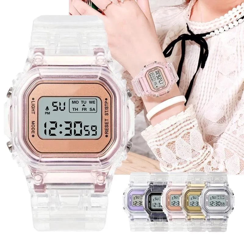 New Fashion Transparent Digital Watch Square Women Watches Sports Electronic Wrist Watch Reloj Mujer Clock Dropshipping