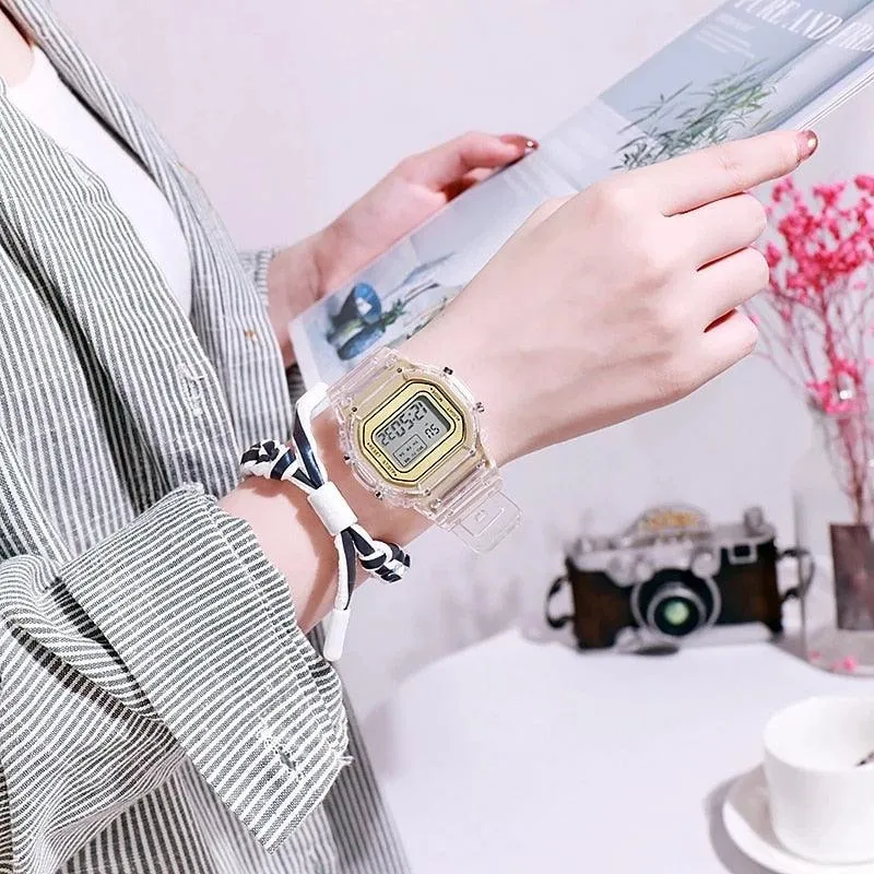 New Fashion Transparent Digital Watch Square Women Watches Sports Electronic Wrist Watch Reloj Mujer Clock Dropshipping