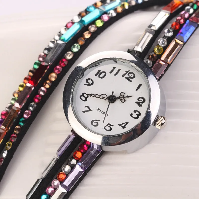 New Style Fashion Women Dress Watches Quartz Colorful Flannel Leather Luxury Gift Children Casual High Quality