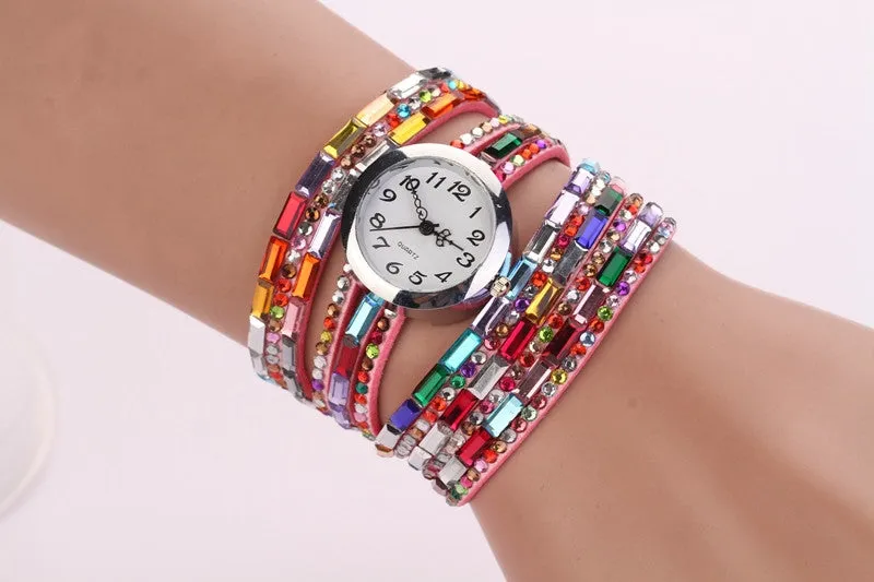 New Style Fashion Women Dress Watches Quartz Colorful Flannel Leather Luxury Gift Children Casual High Quality