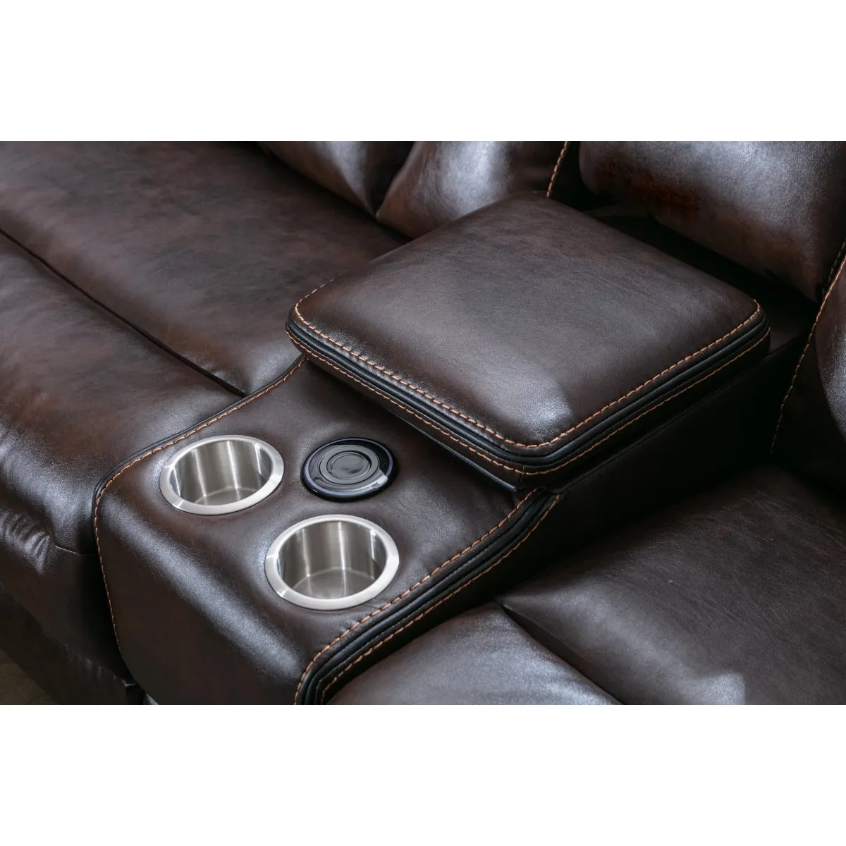 Newton Brown Reclining Sectional with Wireless Charger