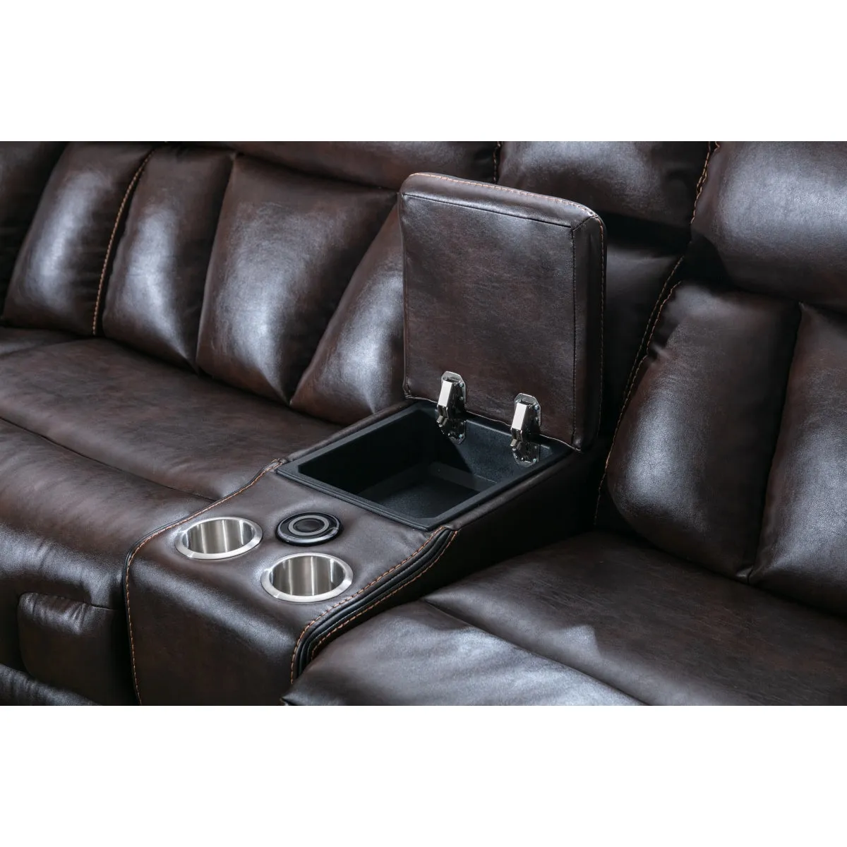 Newton Brown Reclining Sectional with Wireless Charger