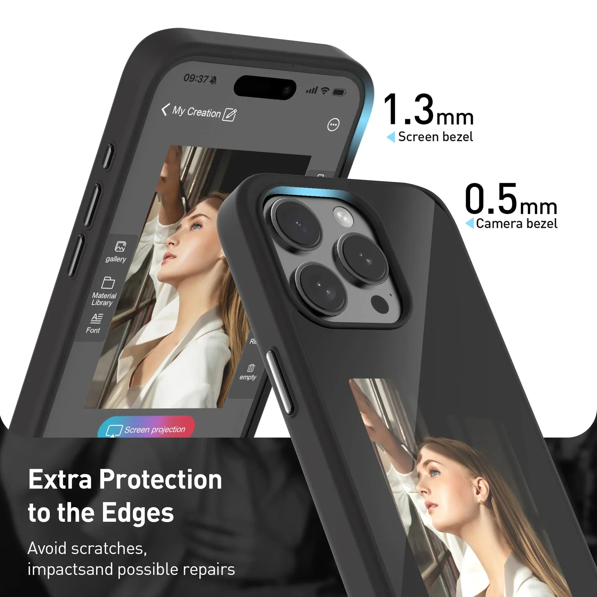 NFC Function Smart Phone Cases For iphone 16 15 14 13 Pro Max ink Screen DIY Wireless Transmission Screen Projection Phone Case