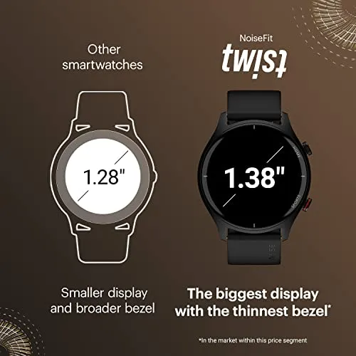 Noise Twist Round dial Smart Watch with Bluetooth Calling, 1.38" TFT Display, up-to 7 Days Battery, 100  Watch Faces, IP68, Heart Rate Monitor, Sleep Tracking (Jet Black)