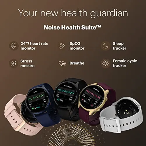 Noise Twist Round dial Smart Watch with Bluetooth Calling, 1.38" TFT Display, up-to 7 Days Battery, 100  Watch Faces, IP68, Heart Rate Monitor, Sleep Tracking (Jet Black)