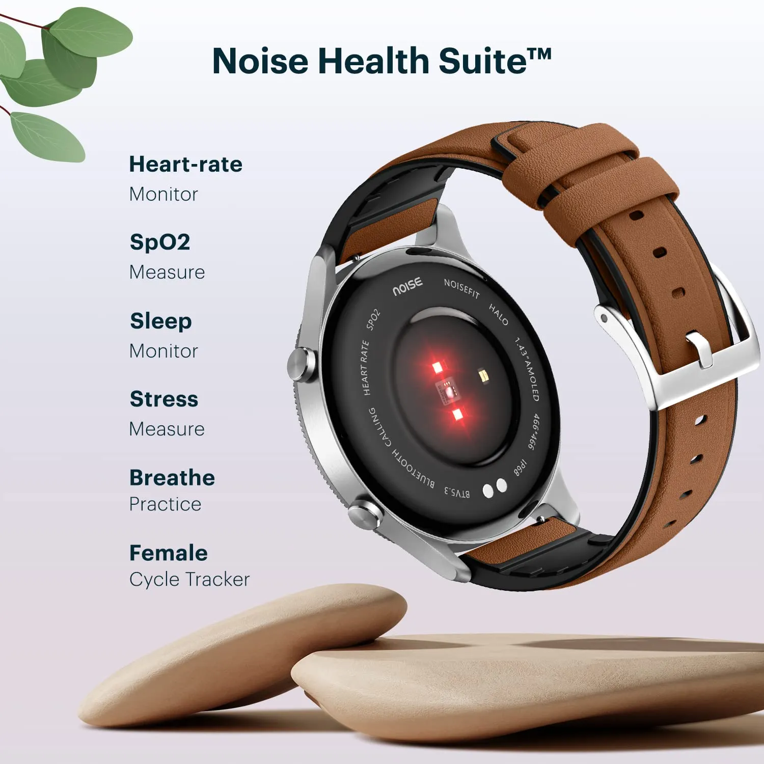 NoiseFit Halo 1.43" AMOLED Display, Bluetooth Calling Round Dial Smart Watch, Premium Metallic Build, Always on Display, Smart Gesture Control, 100 Sports Modes (Statement Black)