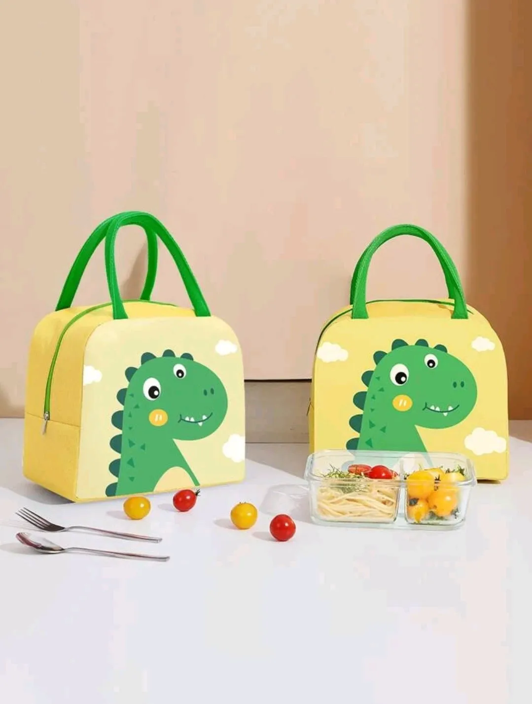 Personalised Childrens Yellow Dinosaur Lunch Box Bag