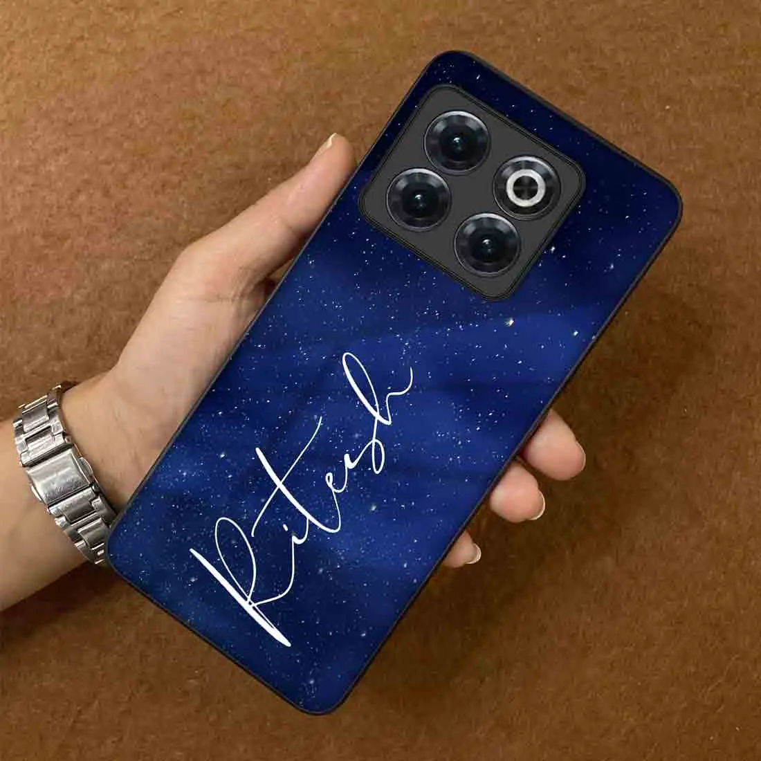 Personalized Oneplus 10T Back Cover Case With Calligraphy Name - Stars