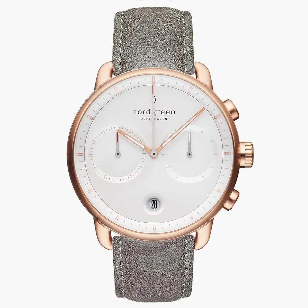 Pioneer | White Dial - Patina Grey Leather