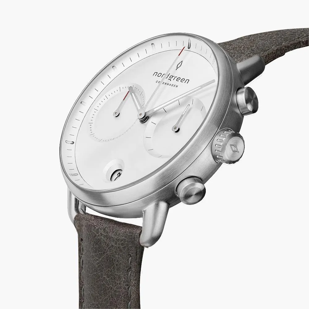 Pioneer | White Dial - Patina Grey Leather