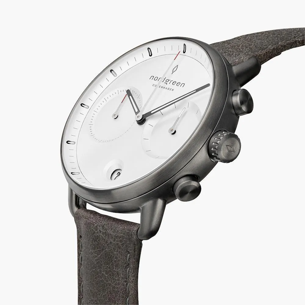 Pioneer | White Dial - Patina Grey Leather