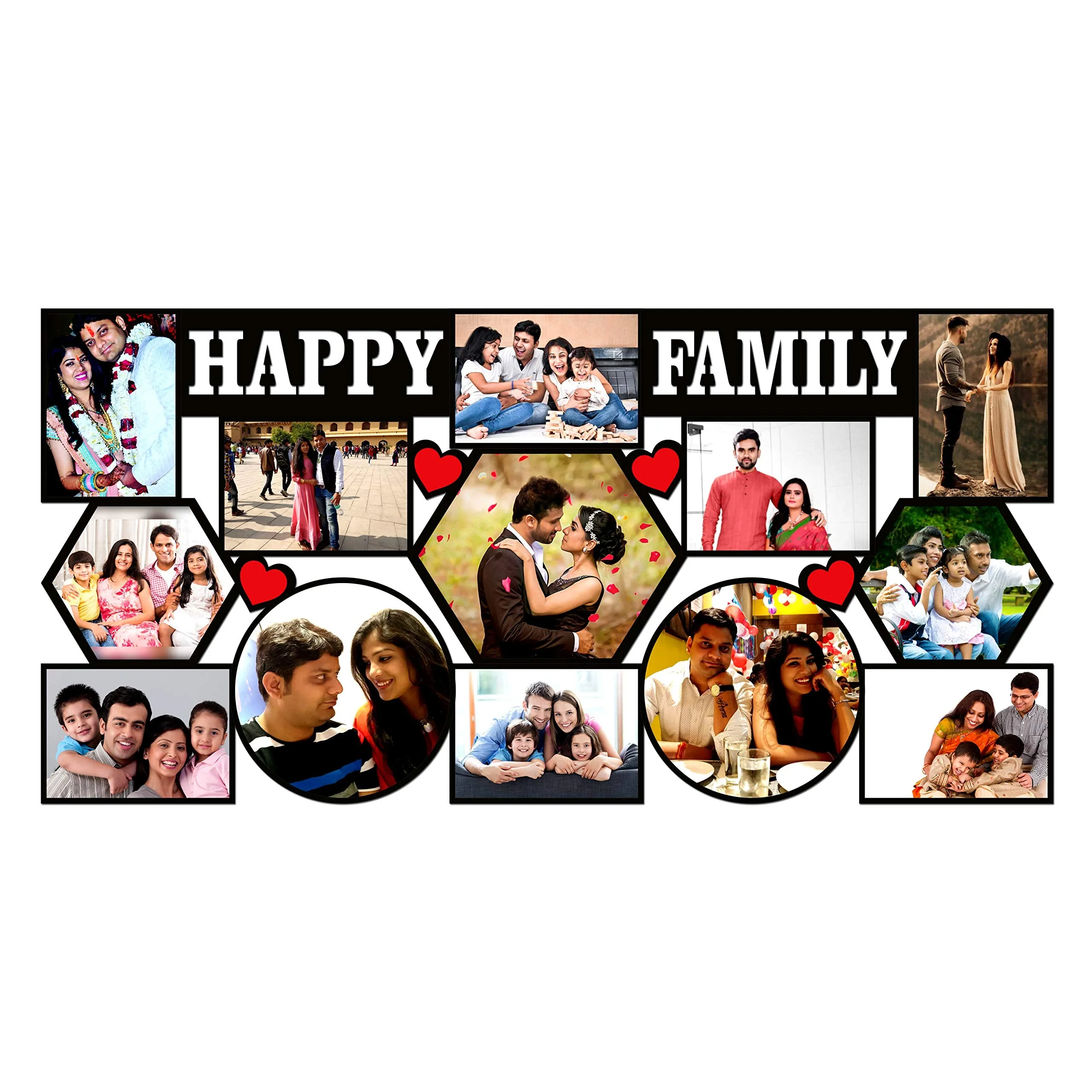 Plan To Gift "PRIME TAG ASSURANCE Happy Family with 13 photos Customized Photo Frame with Name Collage | Customized Gift Personalized Photo Frame with Name 12 x 24 inch