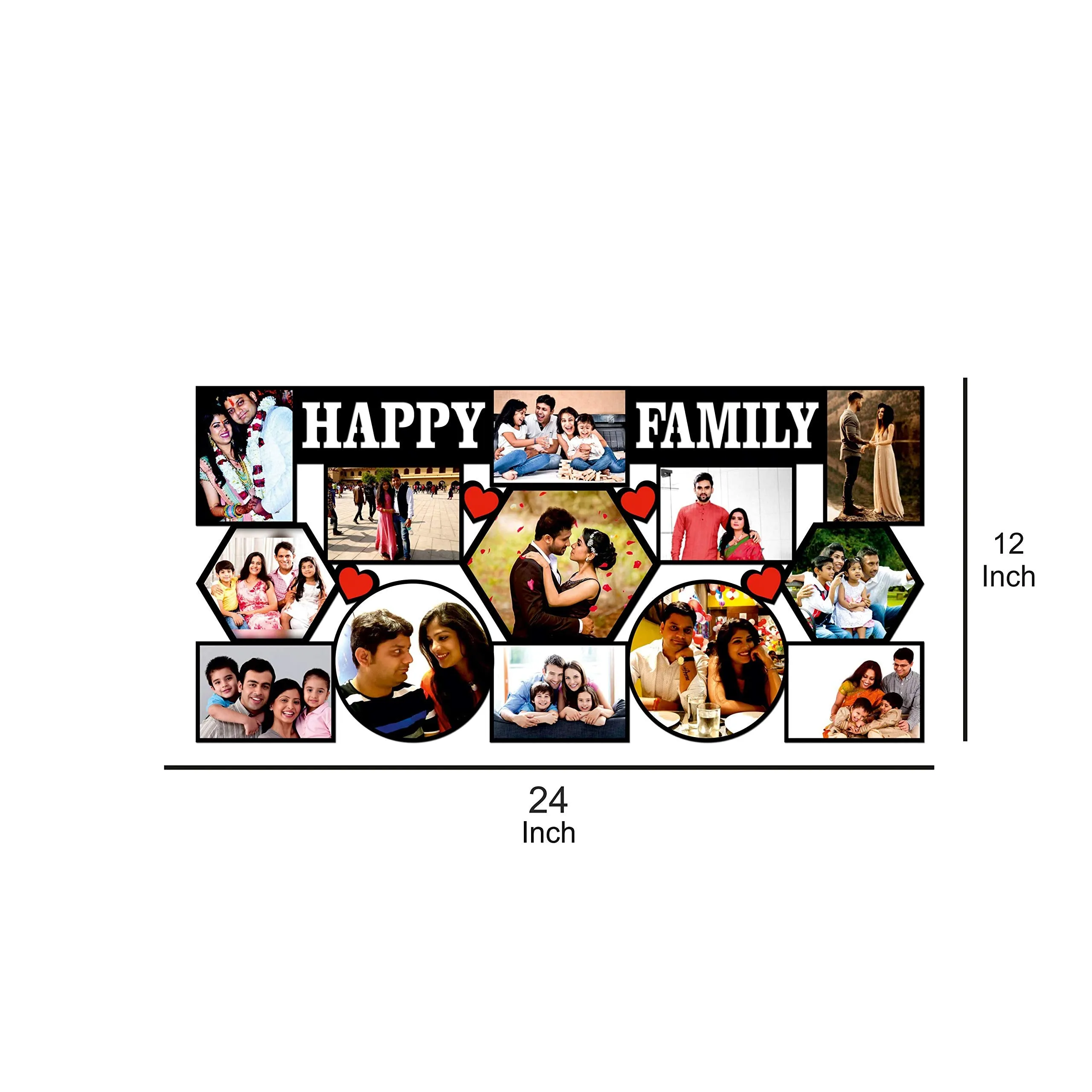 Plan To Gift "PRIME TAG ASSURANCE Happy Family with 13 photos Customized Photo Frame with Name Collage | Customized Gift Personalized Photo Frame with Name 12 x 24 inch