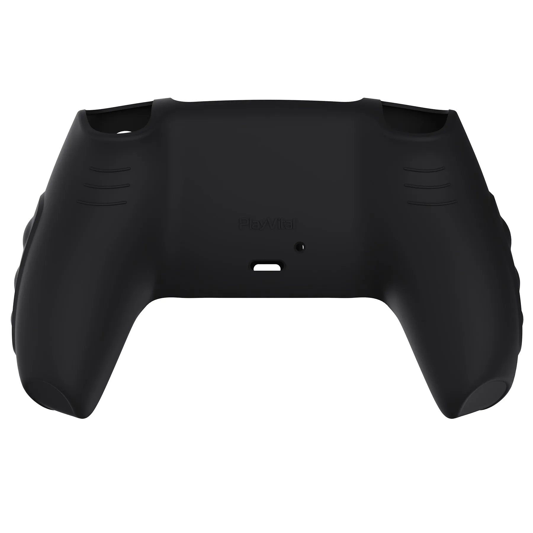 PlayVital Black Knight Edition Anti-Slip Silicone Cover Skin for Playstation 5 Controller, Soft Rubber Case for PS5 Controller with Black Thumb Grip Caps - QSPF001