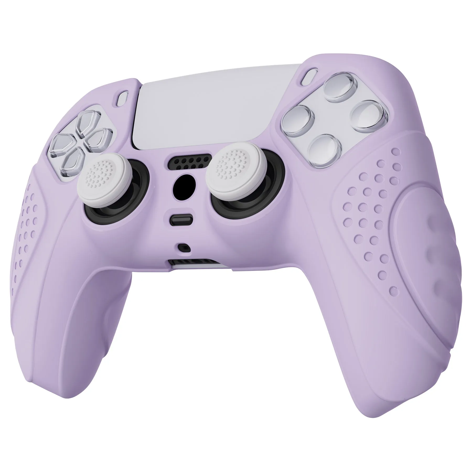 PlayVital Guardian Edition Mauve Purple Ergonomic Soft Anti-slip Controller Silicone Case Cover, Rubber Protector Skins with White Joystick Caps for PS5 Controller - YHPF009