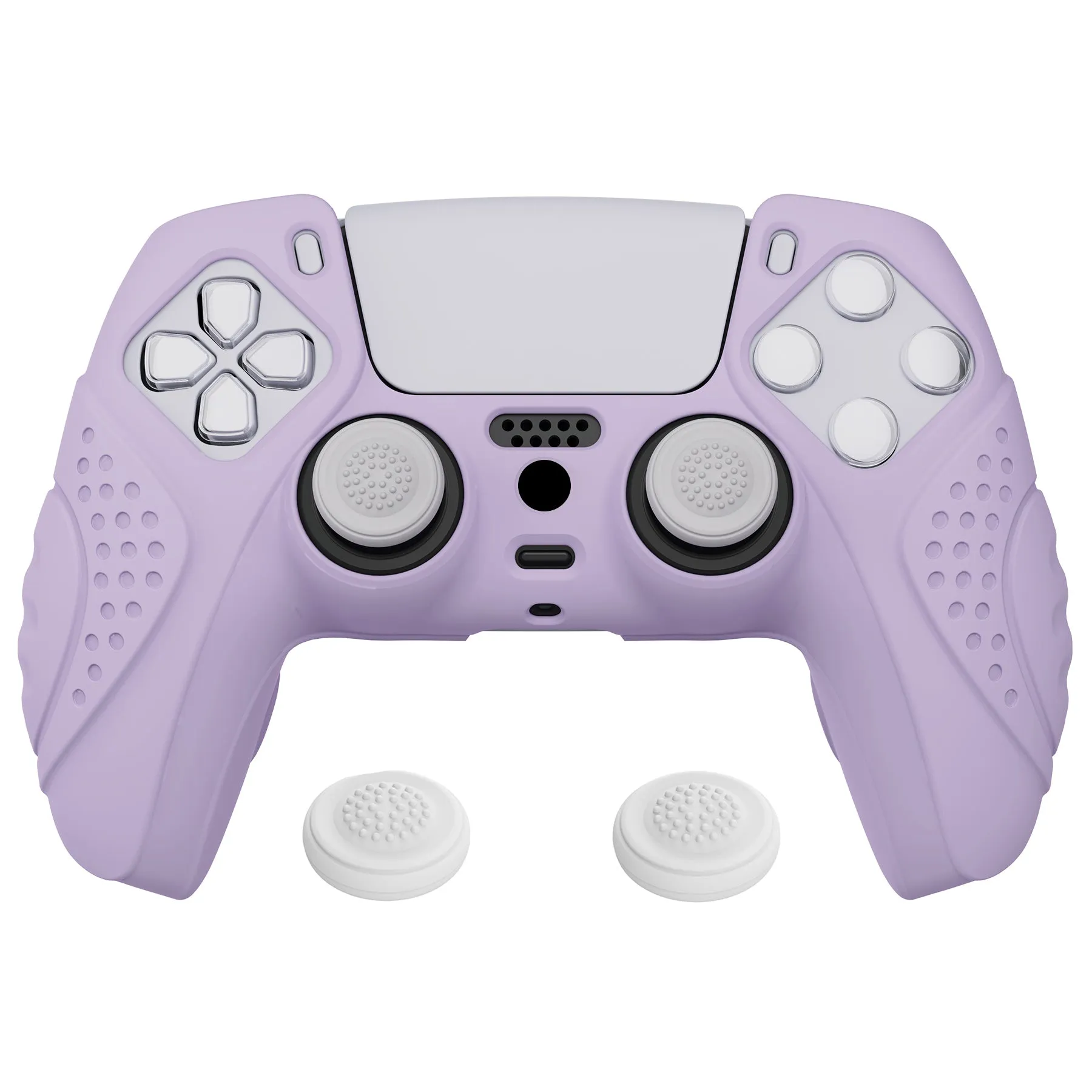 PlayVital Guardian Edition Mauve Purple Ergonomic Soft Anti-slip Controller Silicone Case Cover, Rubber Protector Skins with White Joystick Caps for PS5 Controller - YHPF009