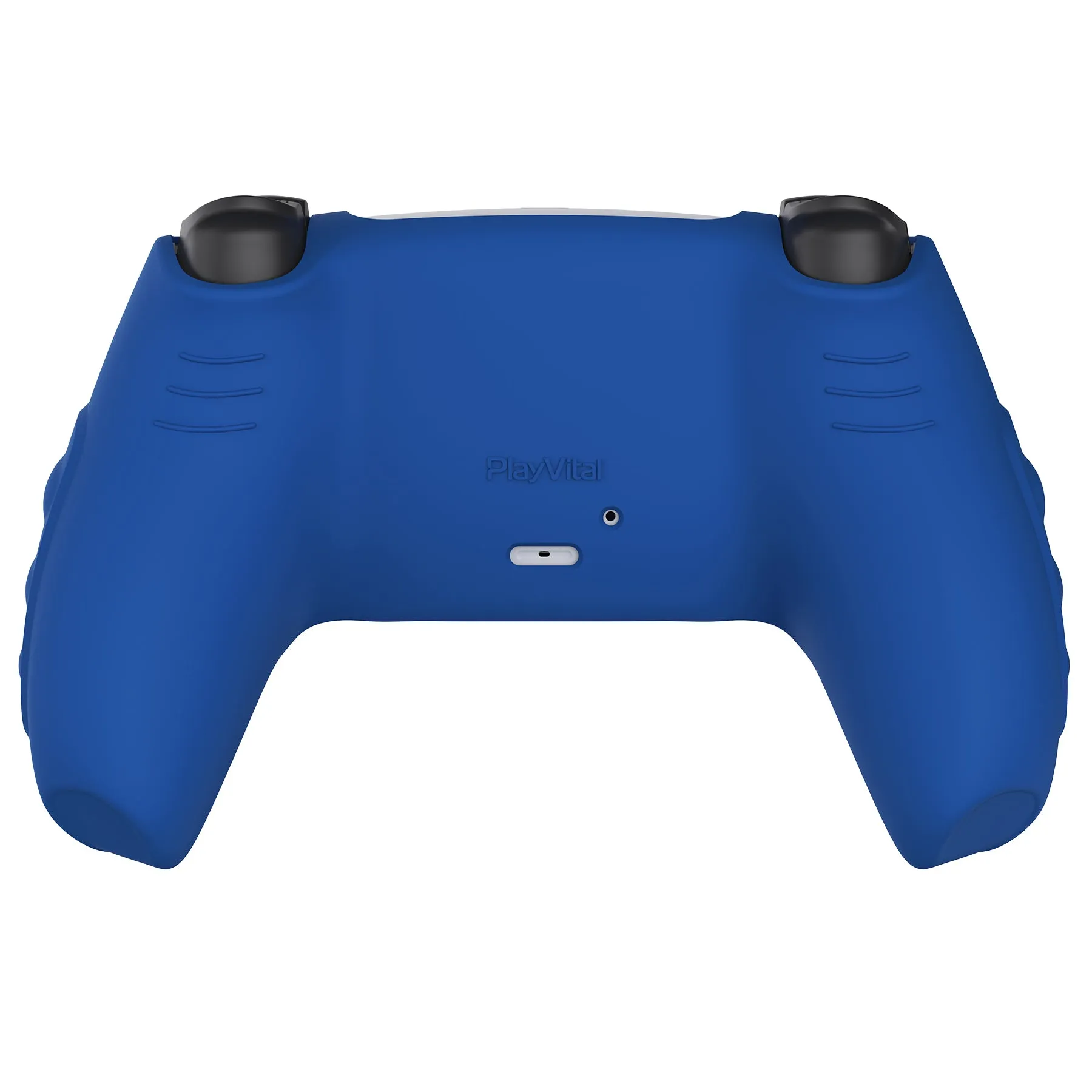 PlayVital Knight Edition Passion Blue & Black Two Tone Anti-Slip Silicone Cover Skin for Playstation 5 Controller, Soft Rubber Case for PS5 Controller with Thumb Grip Caps - QSPF007