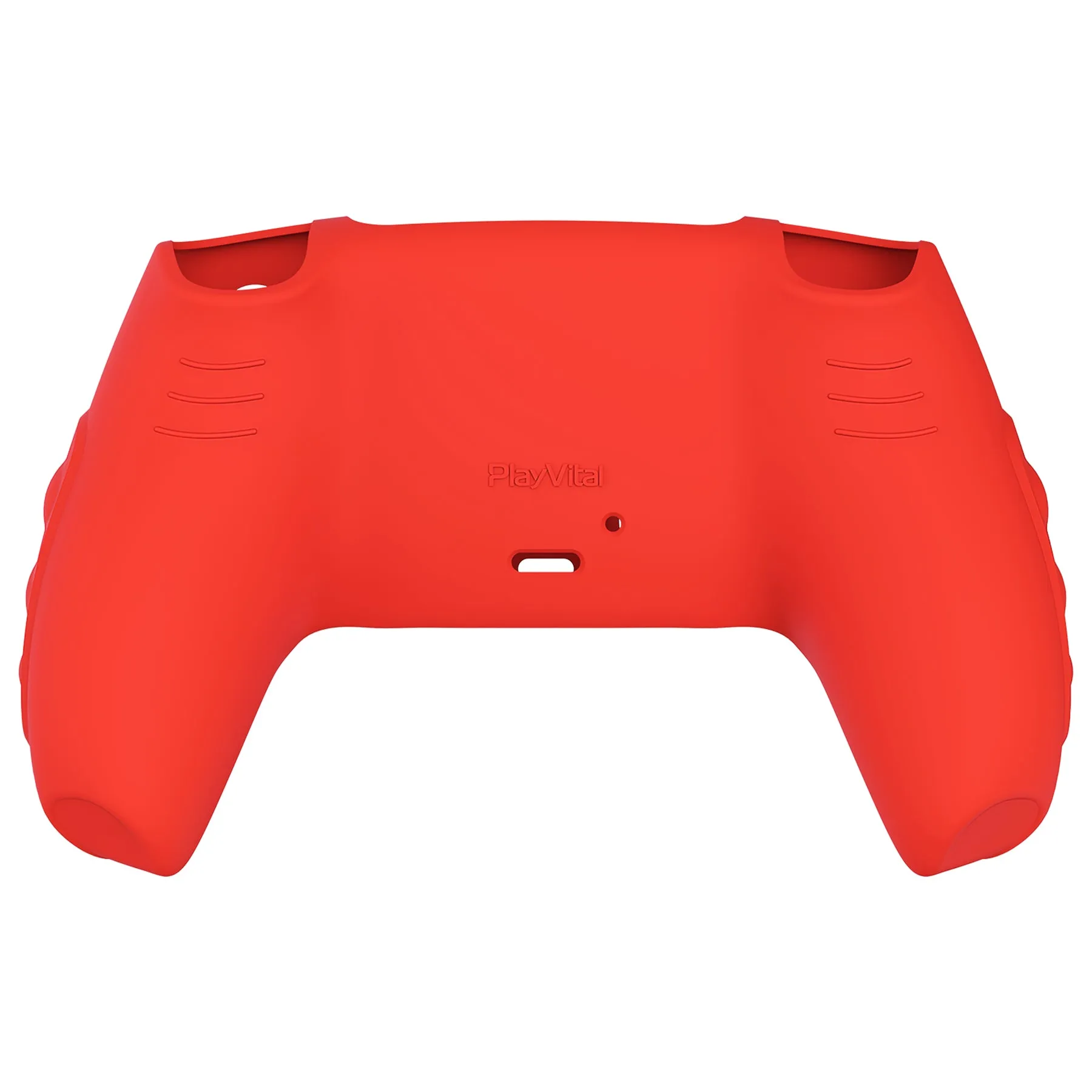 PlayVital Knight Edition Passion Red & Black Two Tone Anti-Slip Silicone Cover Skin for Playstation 5 Controller, Soft Rubber Case for PS5 Controller with Thumb Grip Caps - QSPF005