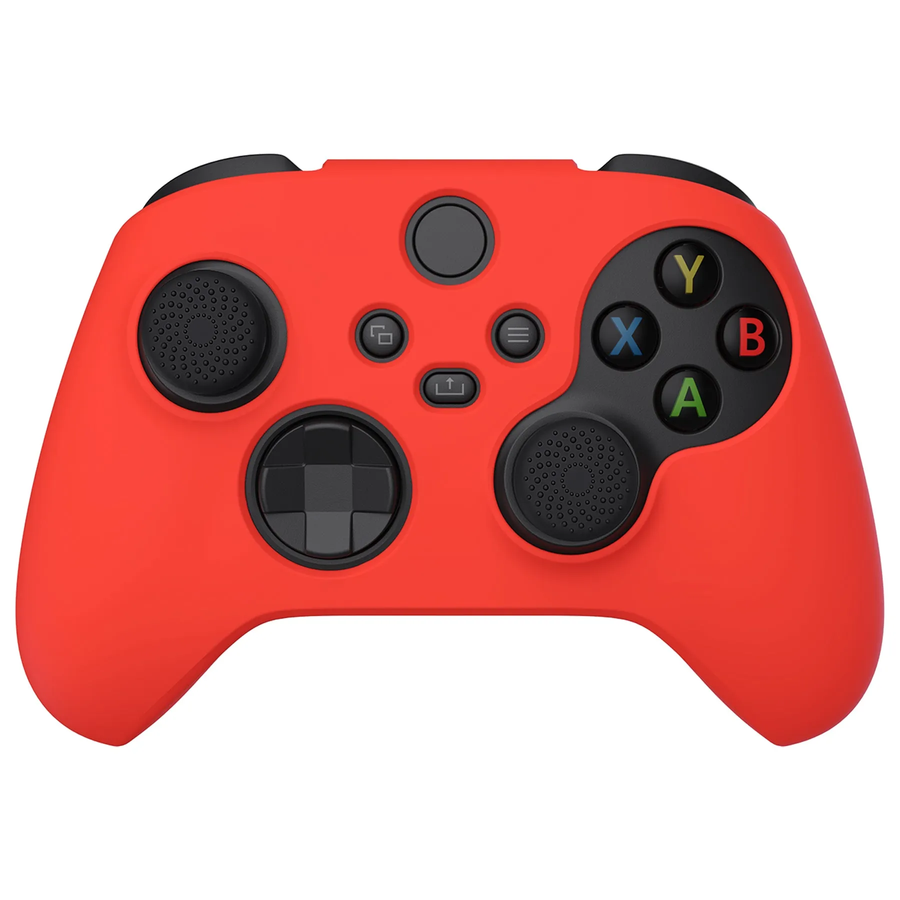 PlayVital Passion Red Pure Series Anti-Slip Silicone Cover Skin for Xbox Series X Controller, Soft Rubber Case Protector for Xbox Series S Controller with Black Thumb Grip Caps - BLX3012