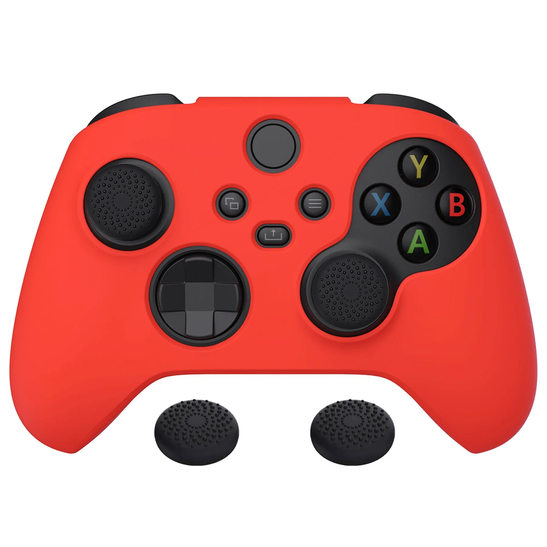 PlayVital Passion Red Pure Series Anti-Slip Silicone Cover Skin for Xbox Series X Controller, Soft Rubber Case Protector for Xbox Series S Controller with Black Thumb Grip Caps - BLX3012