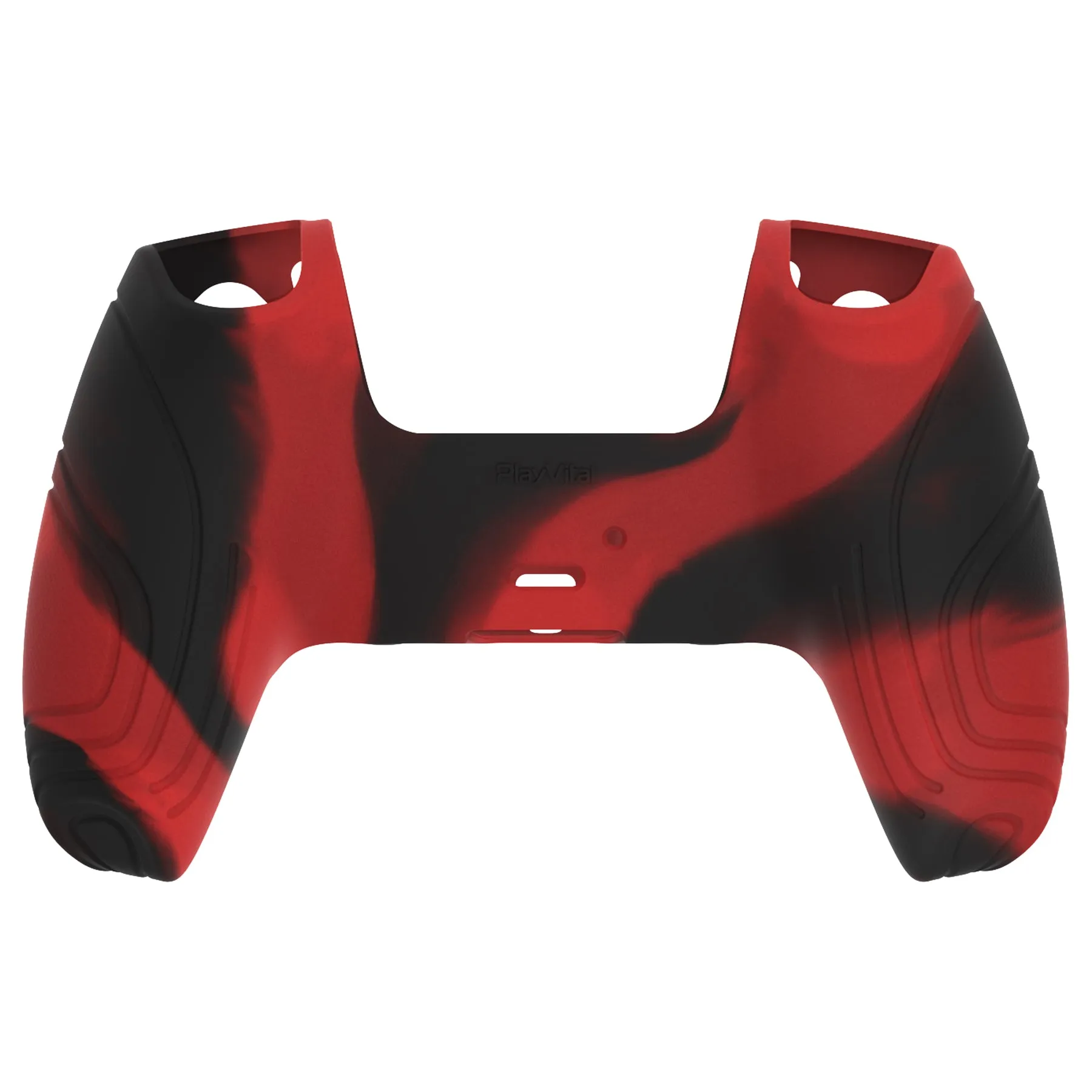 PlayVital Samurai Edition Red & Black Anti-slip Controller Grip Silicone Skin, Ergonomic Soft Rubber Protective Case Cover for PlayStation 5 PS5 Controller with Black Thumb Stick Caps - BWPF016