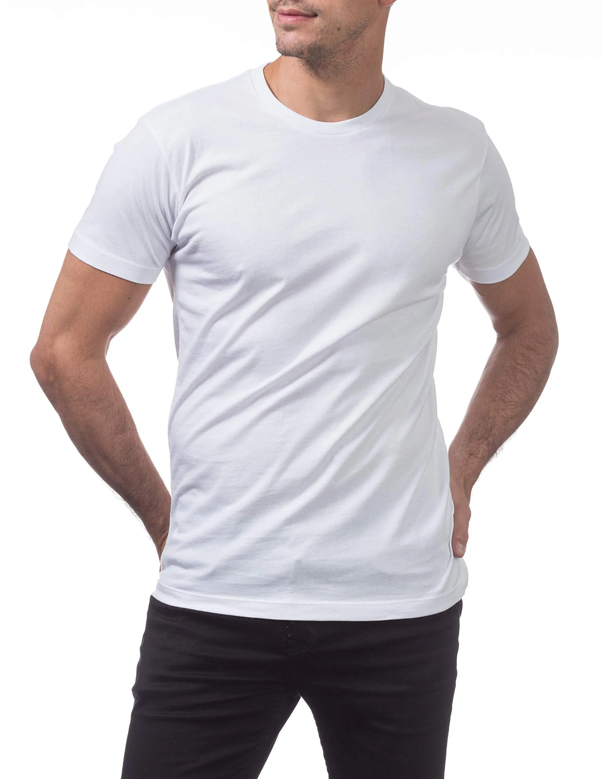 Pro Club Men's Slim Fit Crew Neck T-Shirt Medium 3 Pack