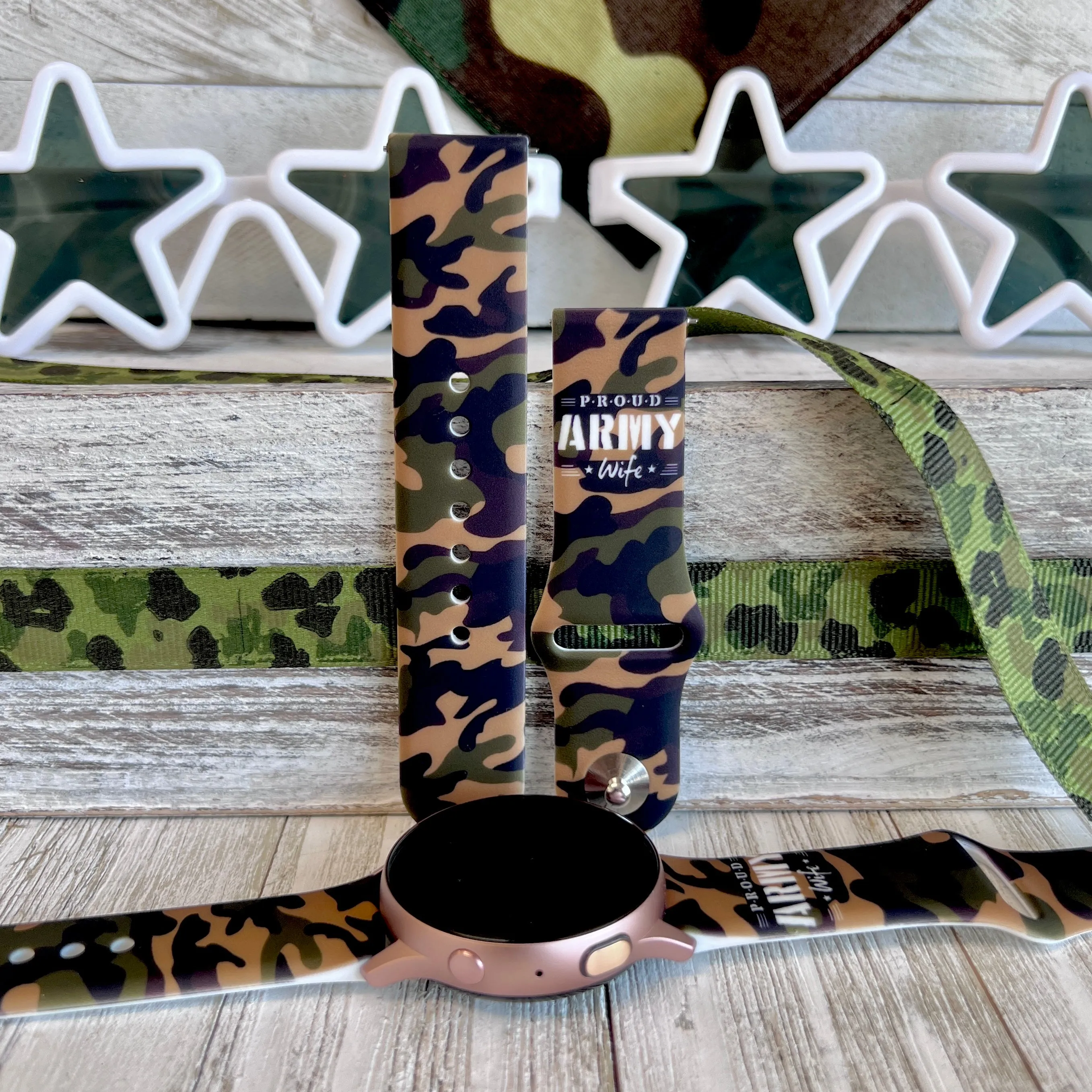 Proud Army Wife Print Silicone Band For Samsung Watch