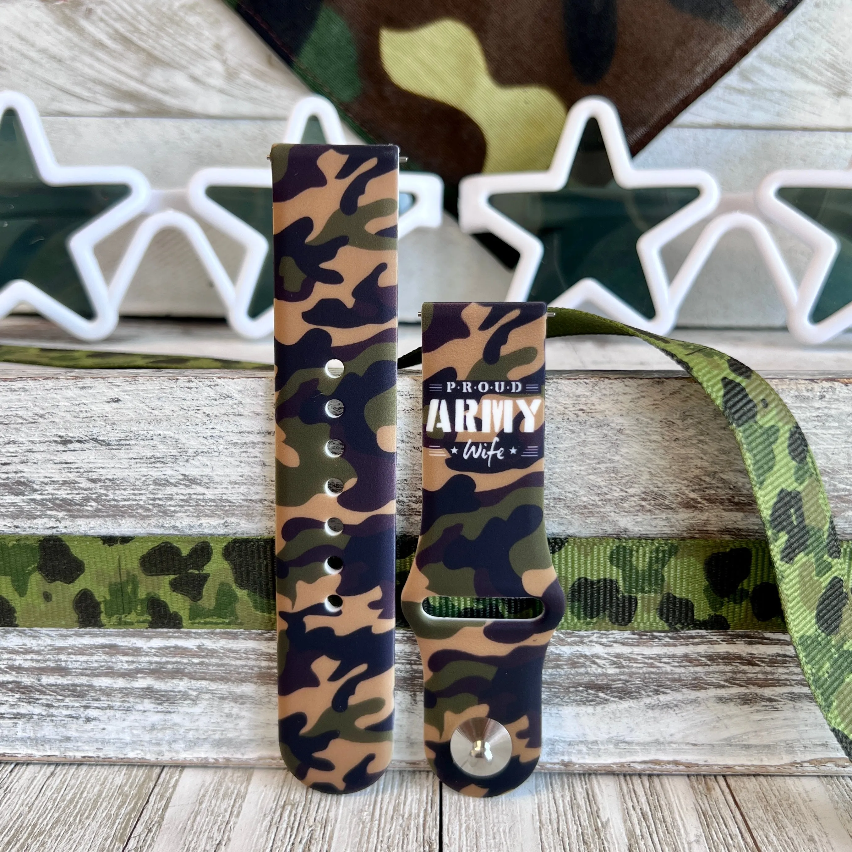 Proud Army Wife Print Silicone Band For Samsung Watch