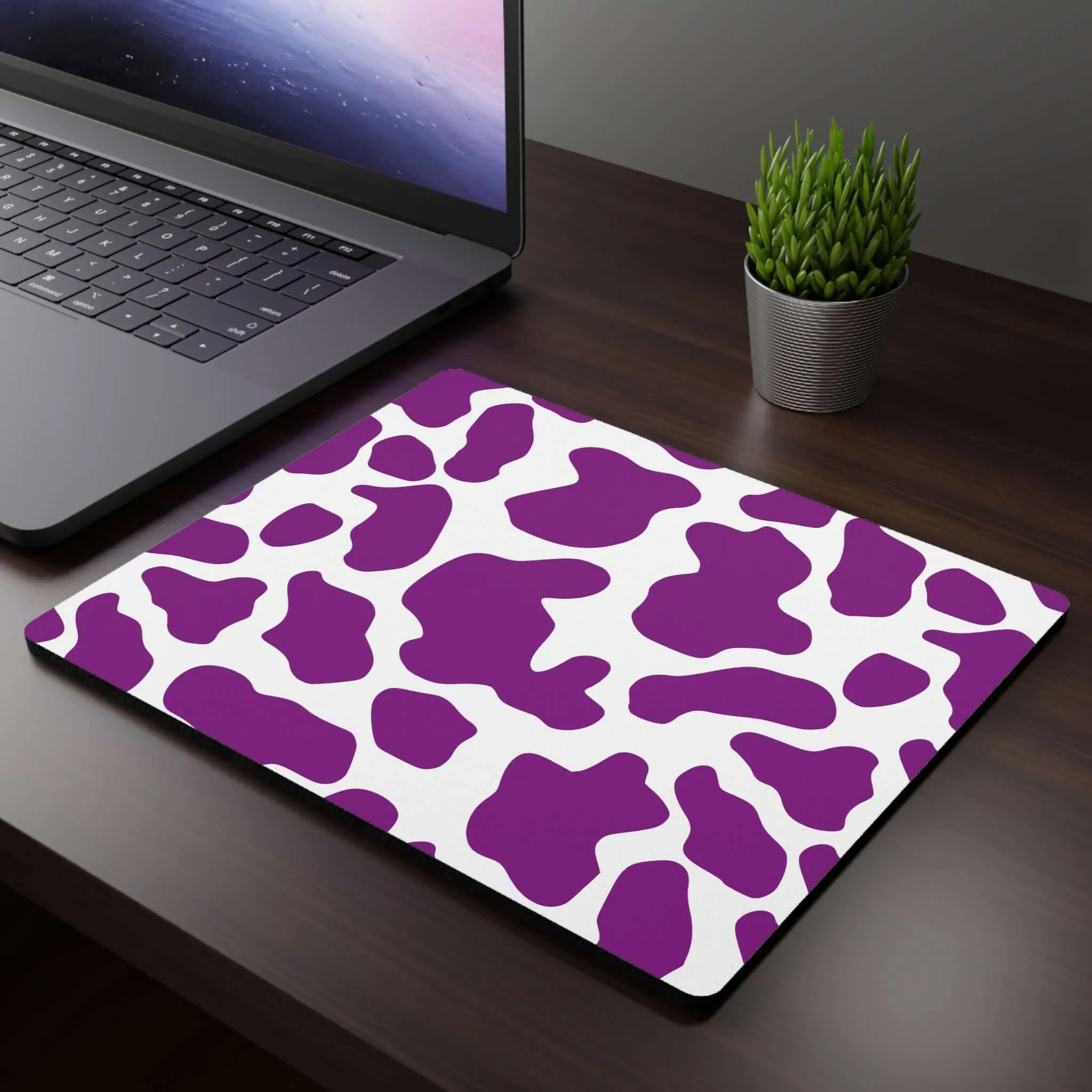 Purple Cow Print pattern Rectangular Mouse Pad