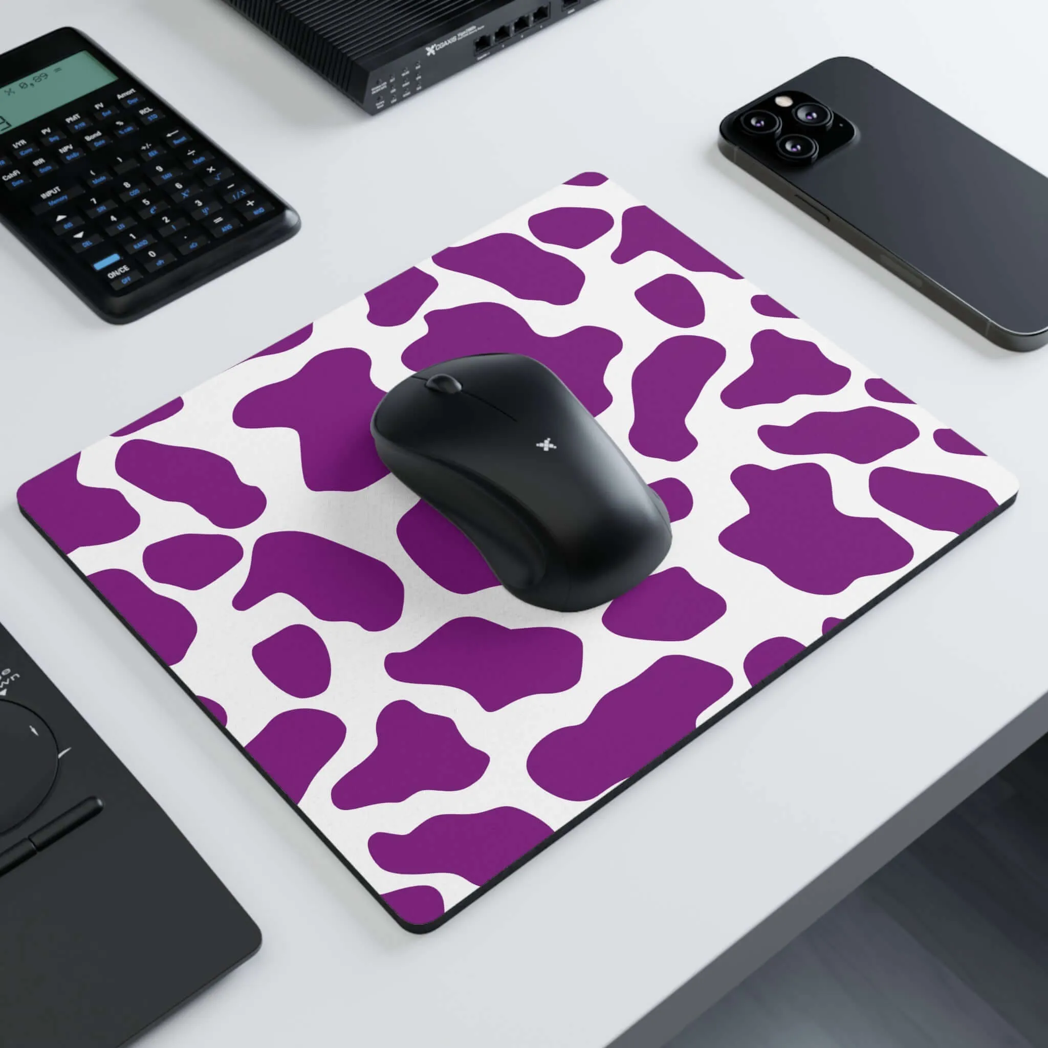 Purple Cow Print pattern Rectangular Mouse Pad