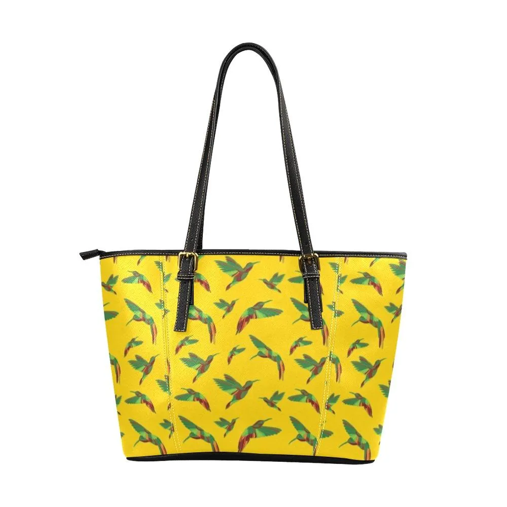 Red Swift Yellow Leather Tote Bag/Large