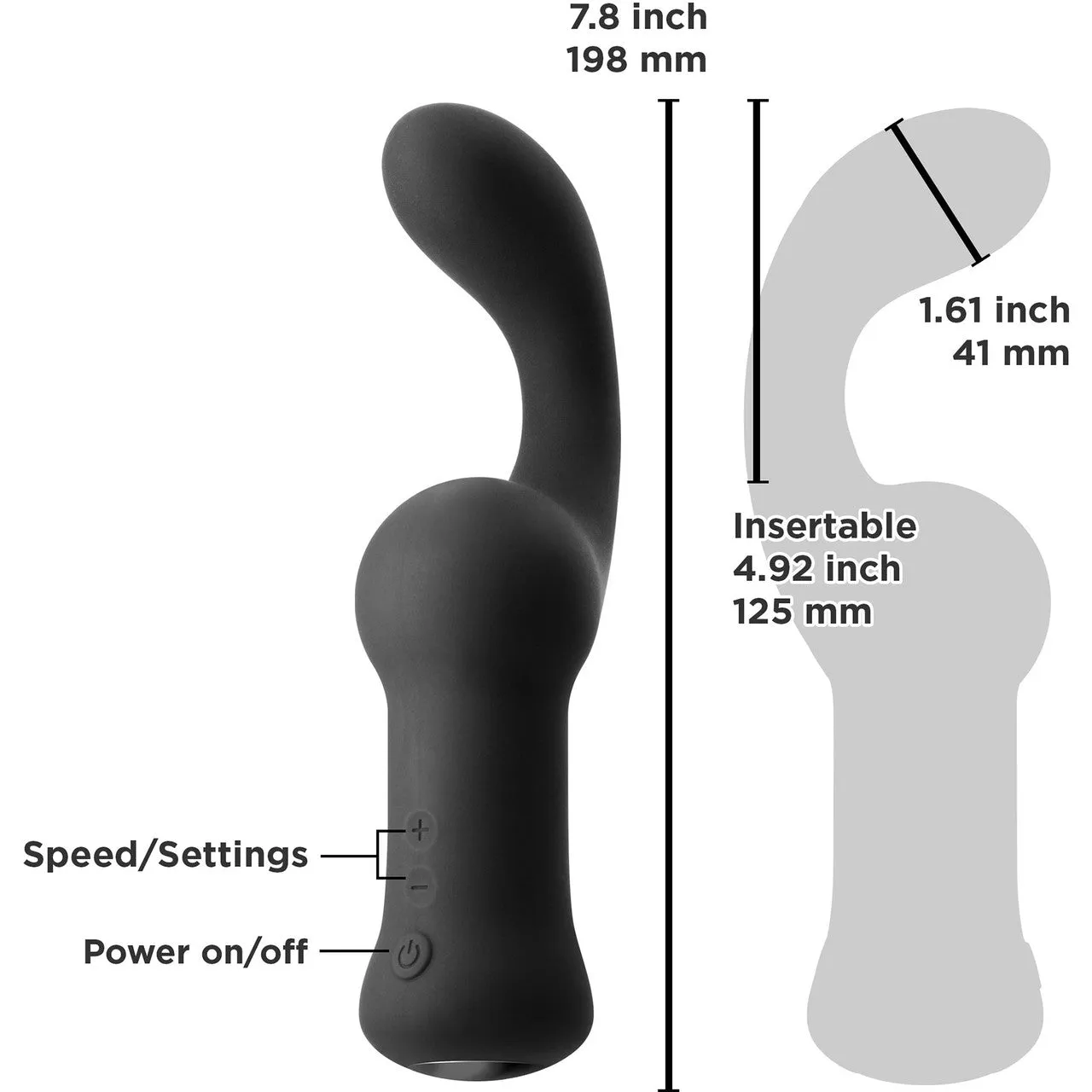 Renegade Curve Rechargeable Silicone Vibrating Prostate Massager - Black