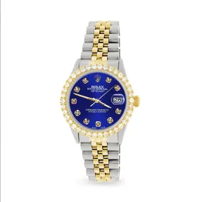 Rolex Datejust 2-Tone Watch Diamond Bezel/Navy Blue Diamond Dial TFJ-142508542