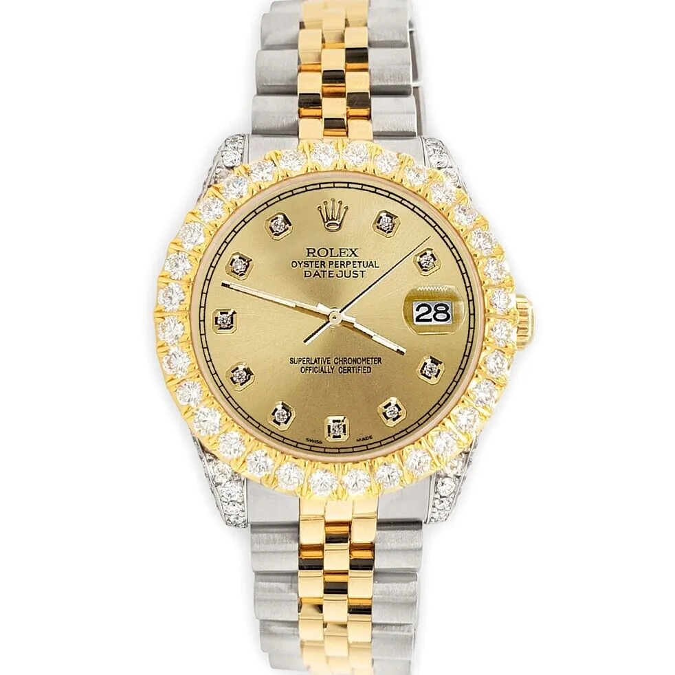 Rolex Datejust 31mm 2-Tone Watch 4.4ct Diamond Champagne Dial/Bezel/Case/Lugs TFJ-142508090