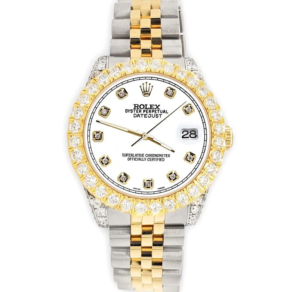 Rolex Datejust 31mm 2-Tone  Watch 4.4ct Diamond White Dial/Bezel/Case/Lugs TFJ-142508094