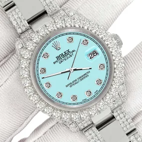 Rolex Datejust 31mm Pave 7.2ct Iced Diamond Ice Blue Track Watch  TFJ-142508407