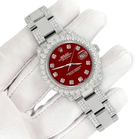 Rolex Datejust 31mm Pave 7.2ct Iced Diamond Imperial Red Watch  TFJ-142508482