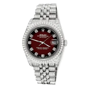 Rolex Datejust 36mm 10.2ct Diamond Maroon Vignette Jubilee Watch  TFJ-142508370