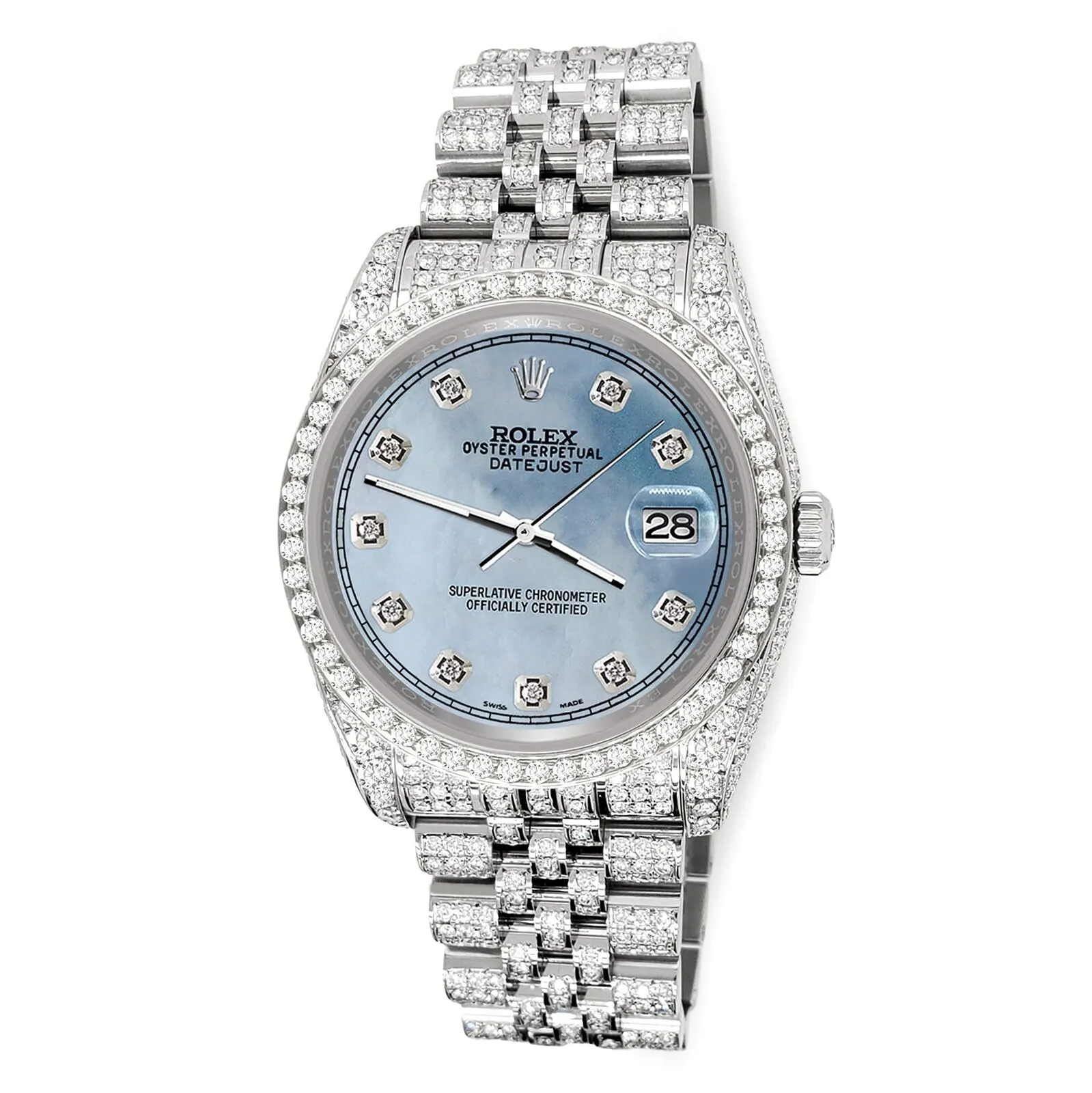 Rolex Datejust 36mm 10.2ct Diamond Sky Blue MOP Jubilee Watch  TFJ-142508389