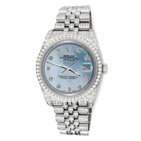 Rolex Datejust 36mm 10.2ct Diamond Sky Blue MOP Jubilee Watch  TFJ-142508389