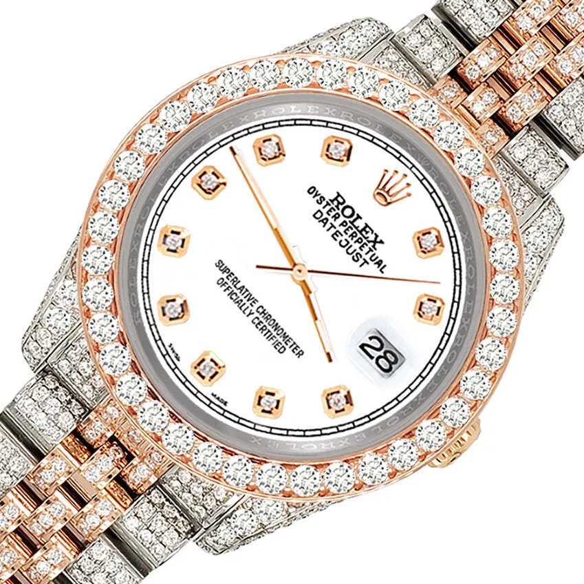 Rolex Datejust 36mm 10.75ct Diamond White Rose Gold/Steel Watch  TFJ-142508331